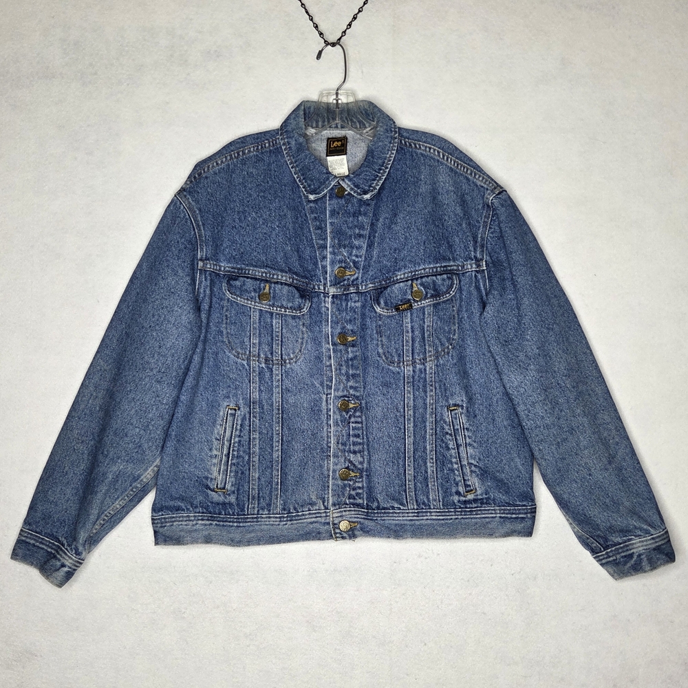 Vintage Lee Riders Denim Jean Jacket #153438 Made In USA Classic Blue Mens XL